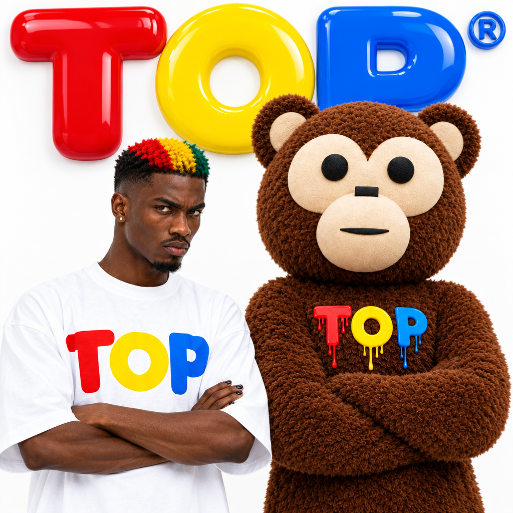 OFFICIAL BOSS TOP SHOP MASCOT AND GHANA MODEL ARMS CROSSED TORSO GLOSSY