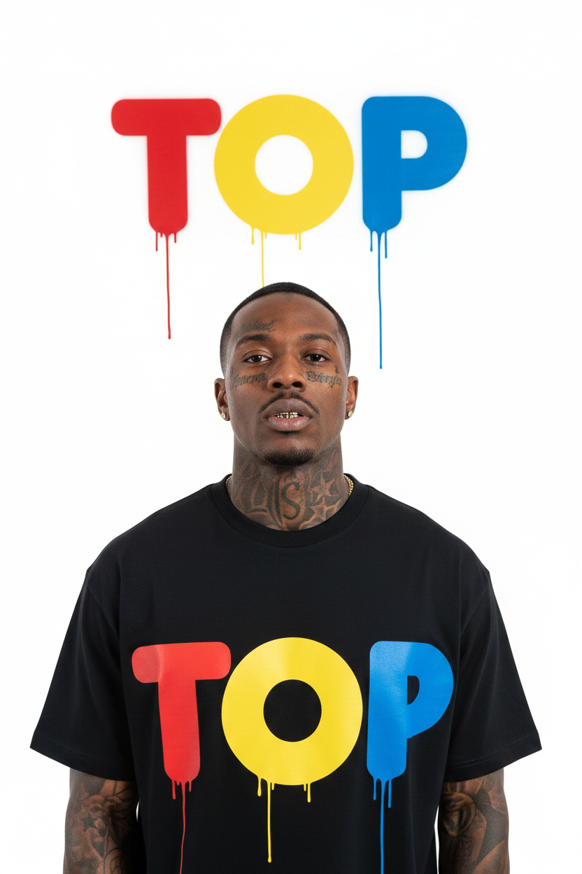 ATL Male Face Tattoos Black Tee