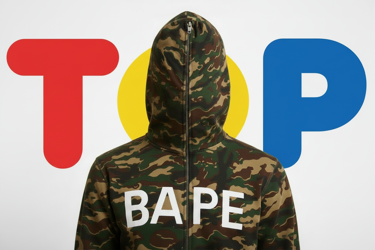 BAPE 3 White TOP Wall Zipper