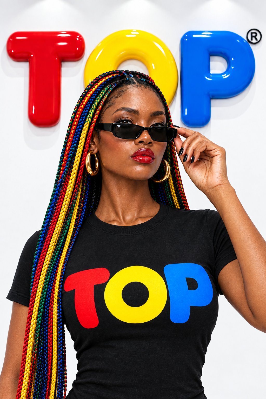 Black Tee Glasses On