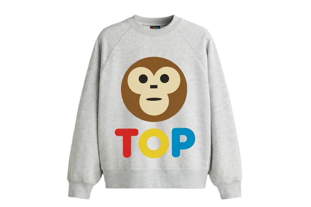 GREY COTTON TOP COLORS OVERSIZED CREW SWEATSHIRT