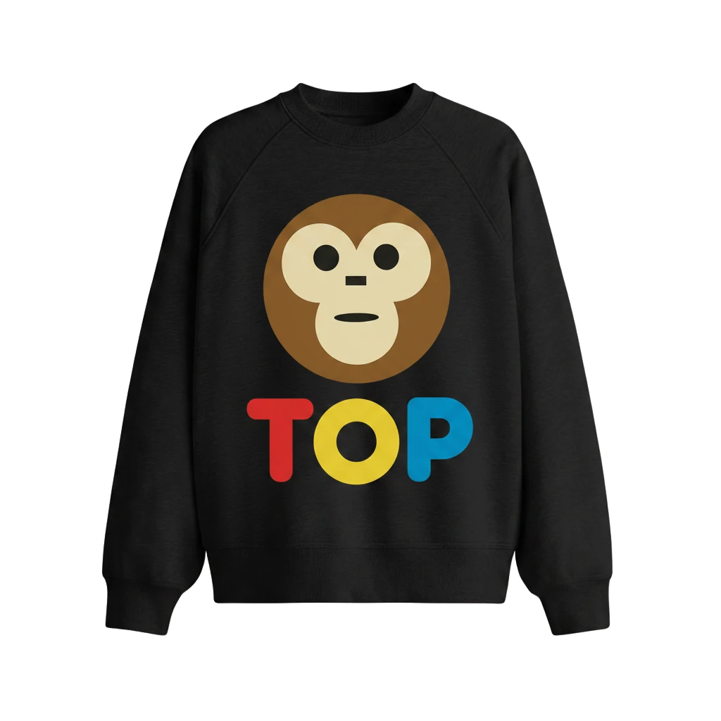 BLACK COTTON TOP COLORS OVERSIZED CREW SWEATSHIRT