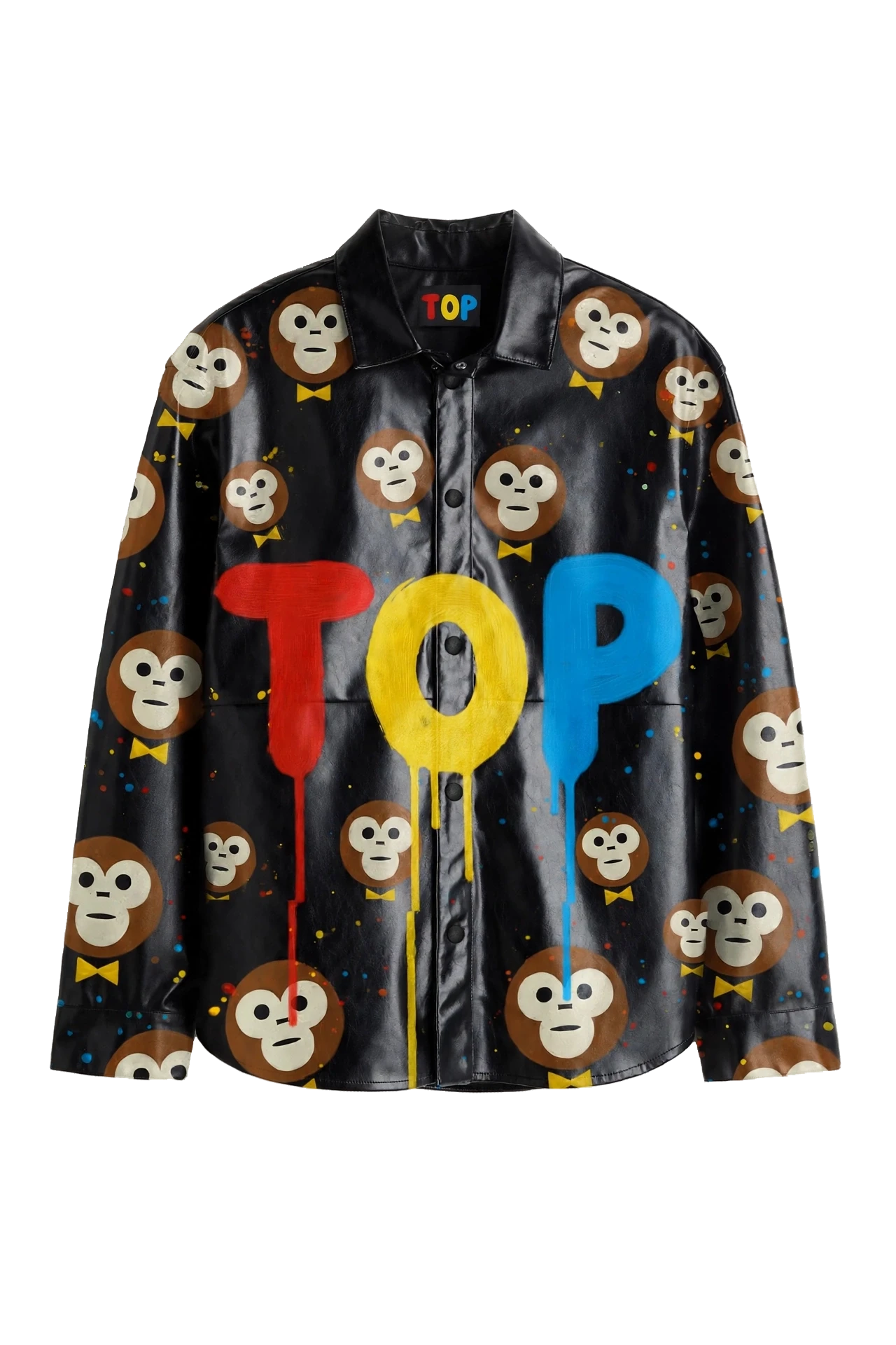 BLACK TOP COLORS LEATHER COATED OVERSHIRT