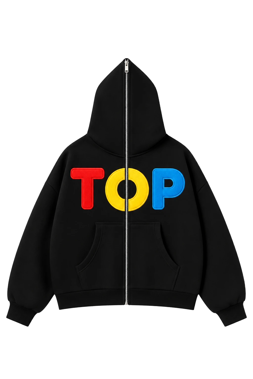 BLACK FLEECE FULL ZIP BOXY TOP COLORS HOODIE