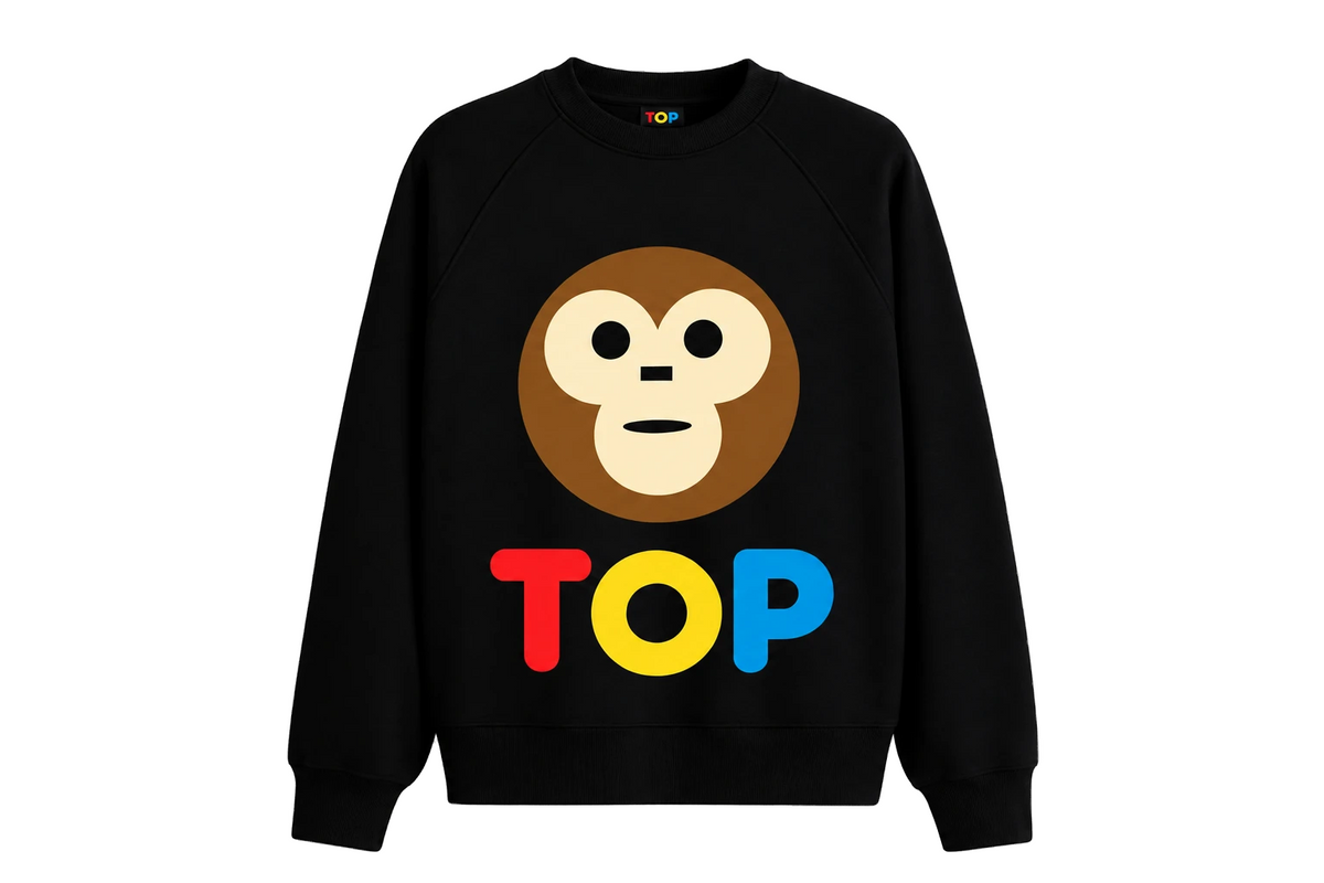 BLACK COTTON TOP COLORS OVERSIZED CREW SWEATSHIRT