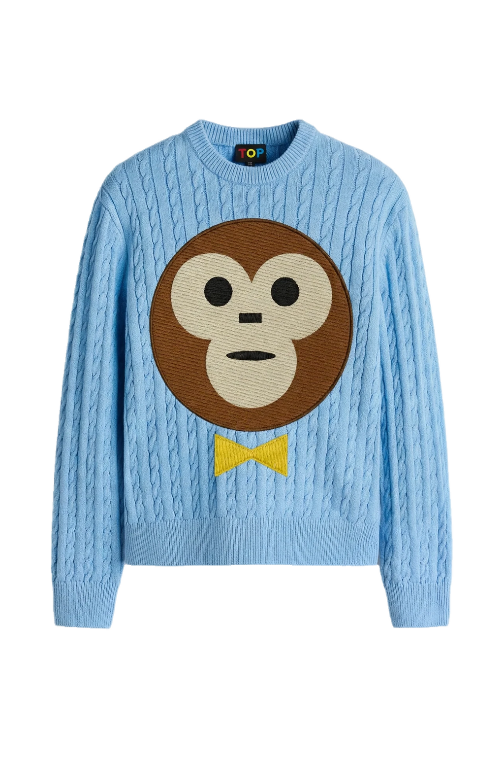 LIGHT BABY BLUE REGULAR FIT CABLE KNIT SWEATER