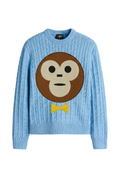 LIGHT BABY BLUE REGULAR FIT CABLE KNIT SWEATER