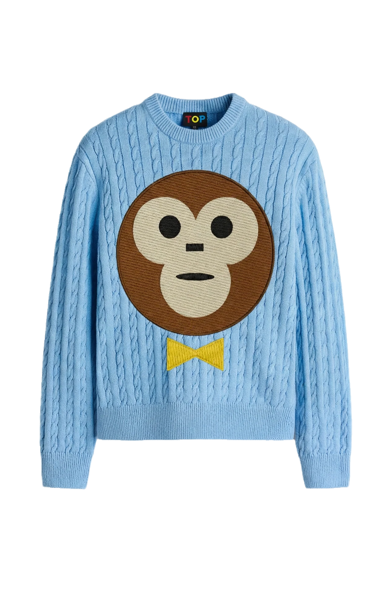 LIGHT BABY BLUE REGULAR FIT CABLE KNIT SWEATER