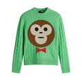 GREEN REGULAR FIT CABLE KNIT SWEATER