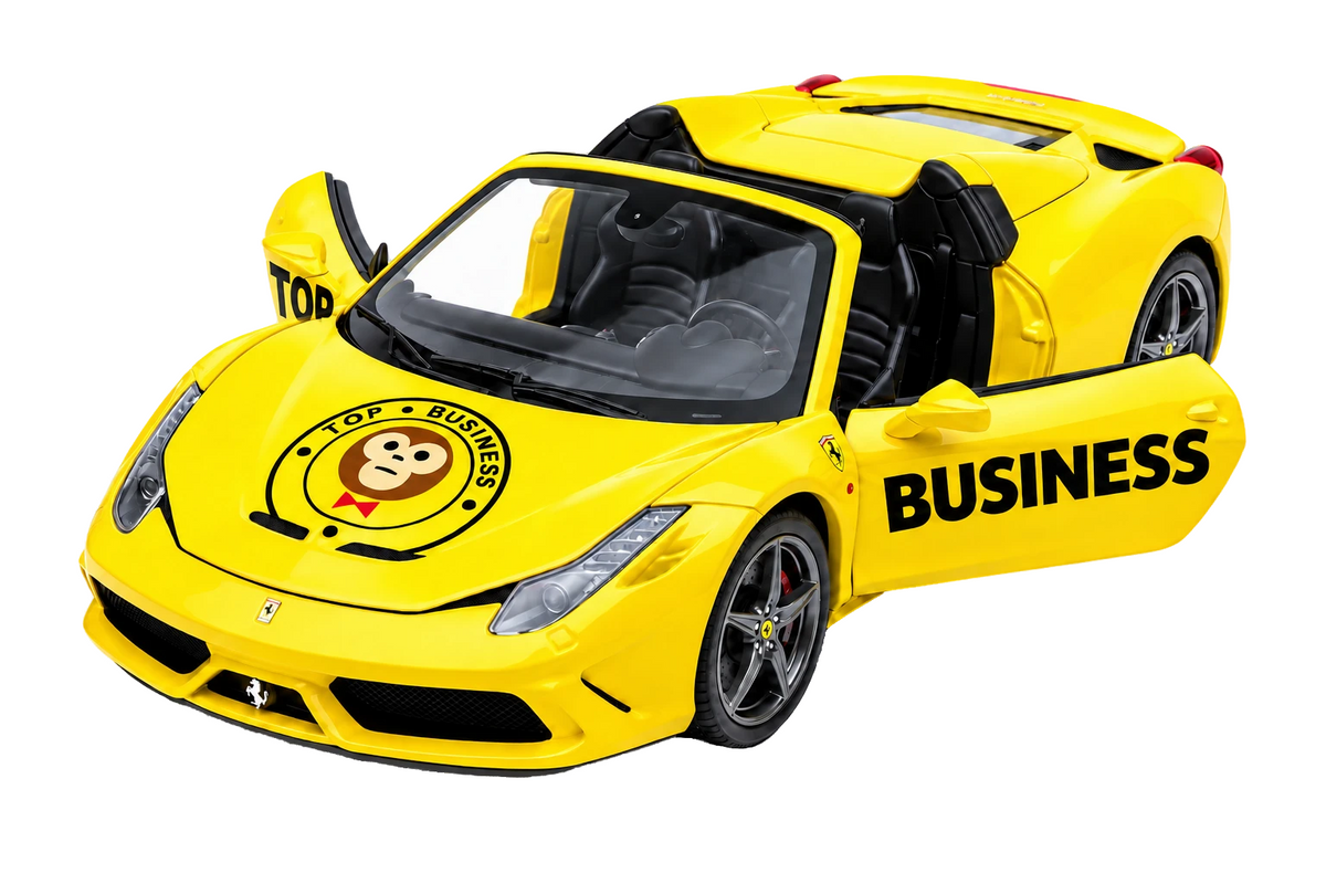 YELLOW FERRARI RASTAR DROP TOP 458 ITALIA RADIO REMOTE CONTROL SPORT CAR