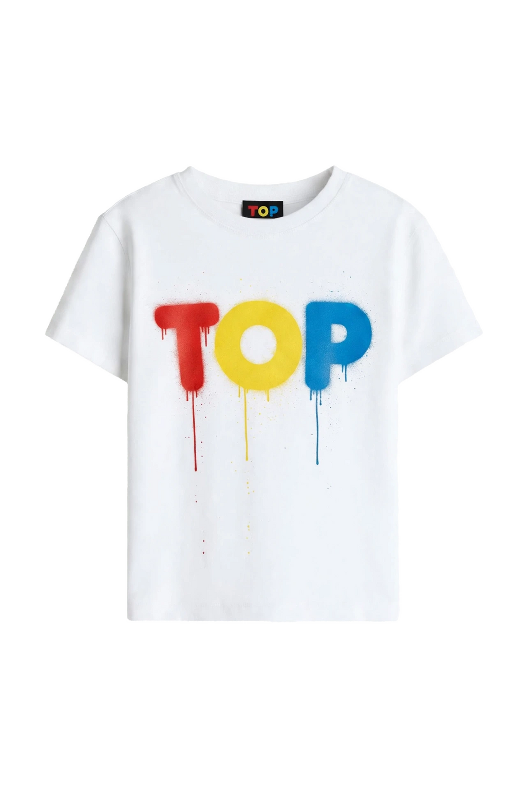 WHITE TOP COLORS DRIP FITTED T-SHIRT
