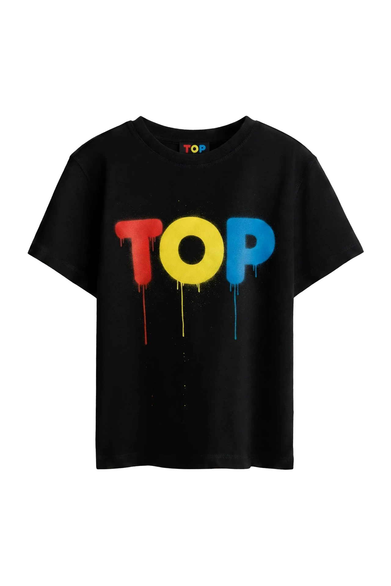 BLACK TOP COLORS DRIP FITTED T-SHIRT