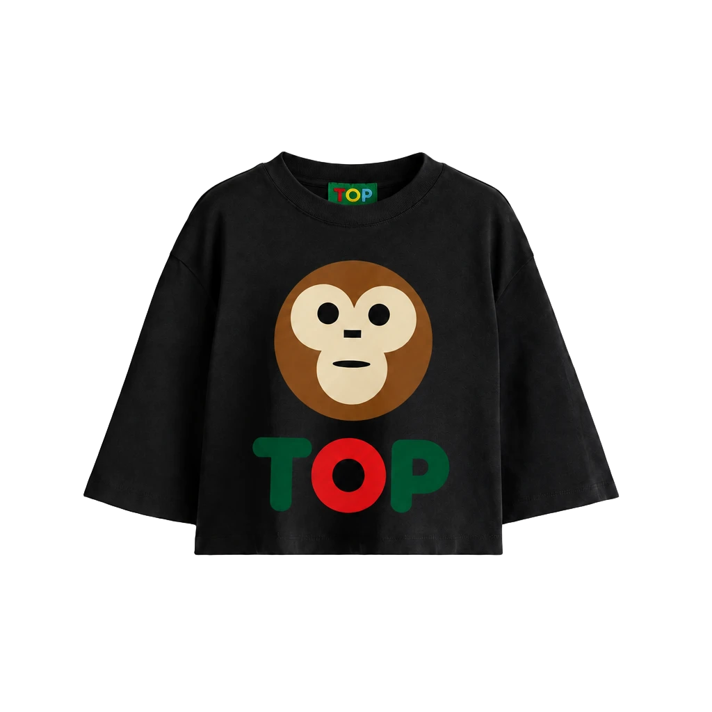 BOXY OVERSIZED BLACK CROP TOP