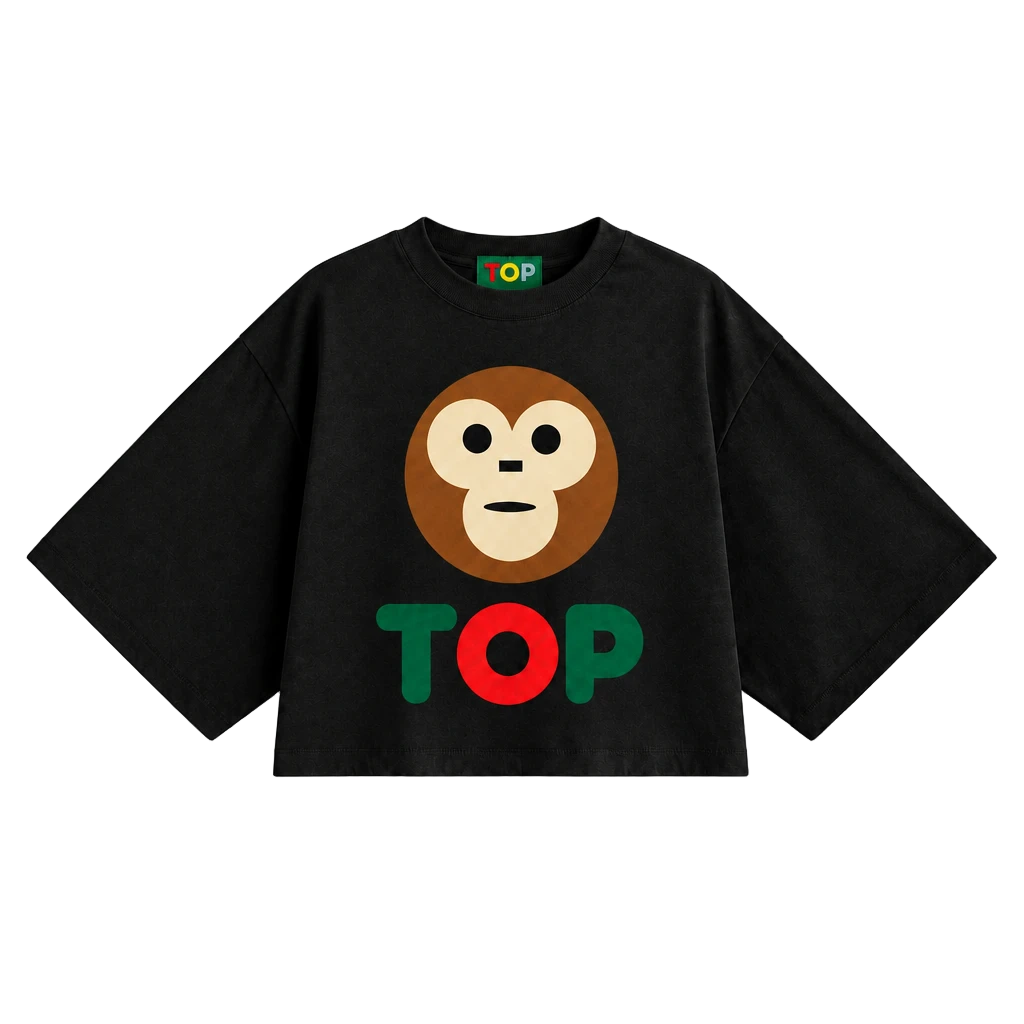 BOXY OVERSIZED BLACK CROP TOP