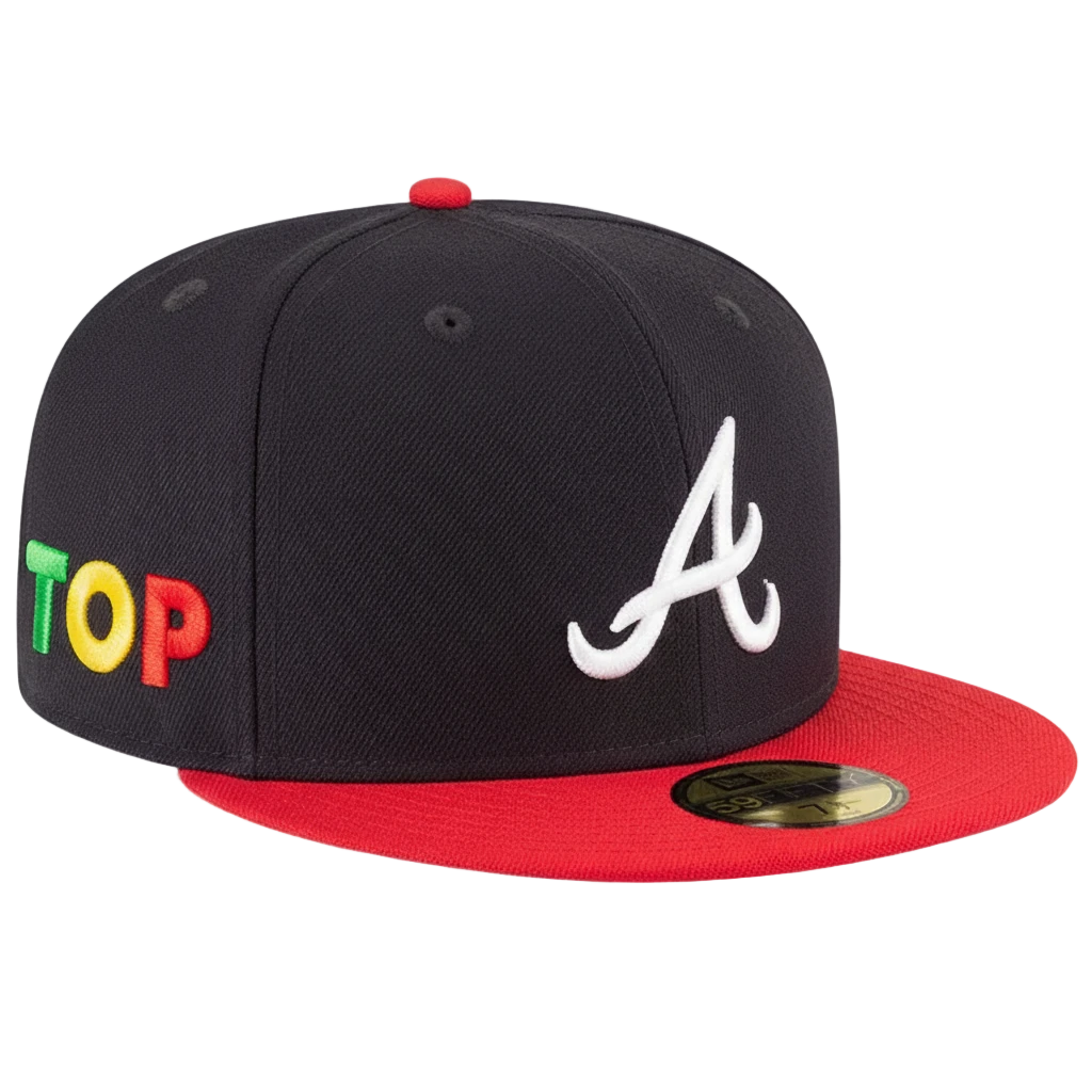 NAVY RED TOP + ATLANTA BRAVES NEW ERA 1995 WORLD SERIES WOOL 59FIFTY FITTED HAT