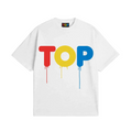 TOP COLORS WHITE OVERSIZED DRIP T-SHIRT