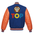 ROYAL WOOL ORANGE LEATHER TOP VARSITY JACKET
