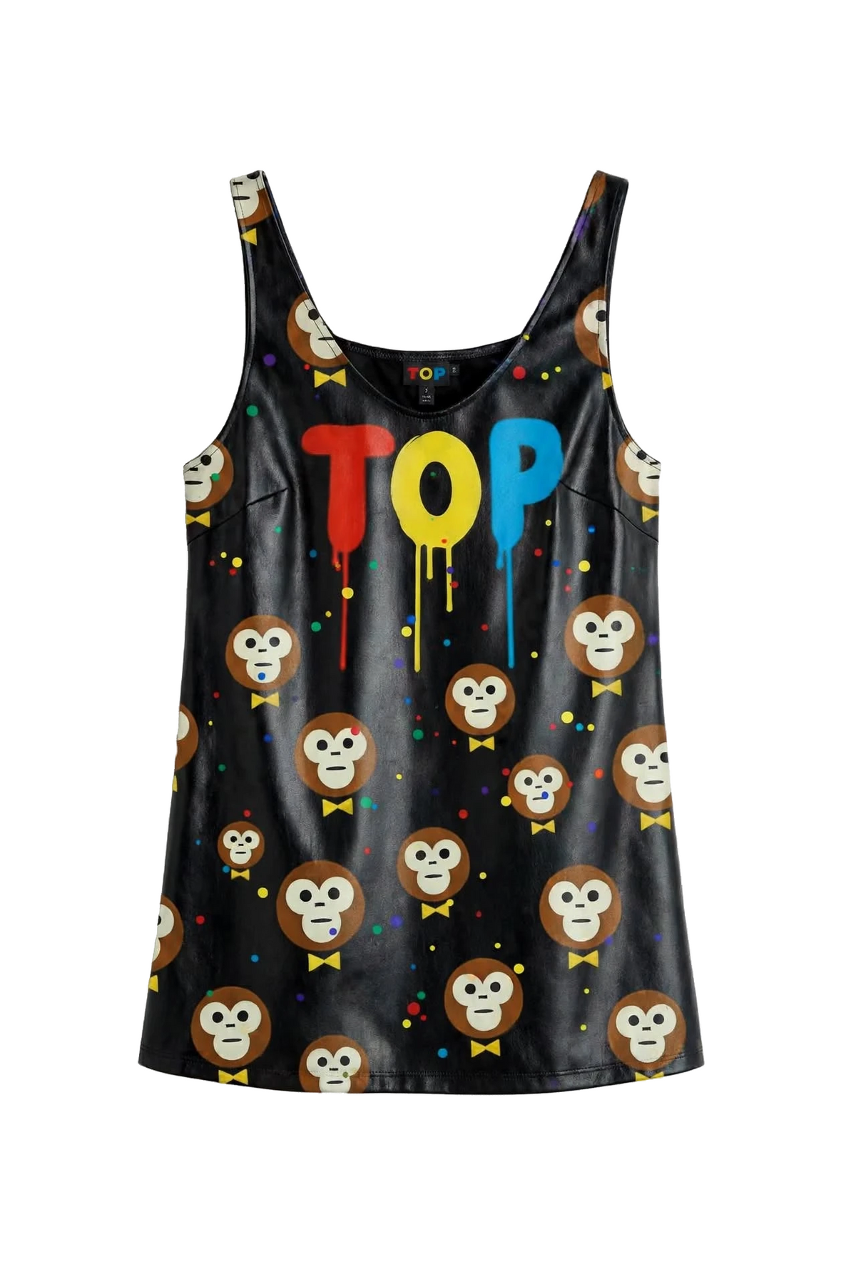 BLACK COLORS DRIP COATED LEATHER TANK TOP