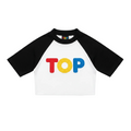 COLOR BLOCK RAGLAN WHITE WITH BLACK CROP TOP T-SHIRT