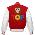 RED WOOL WHITE LEATHER TOP VARSITY JACKET