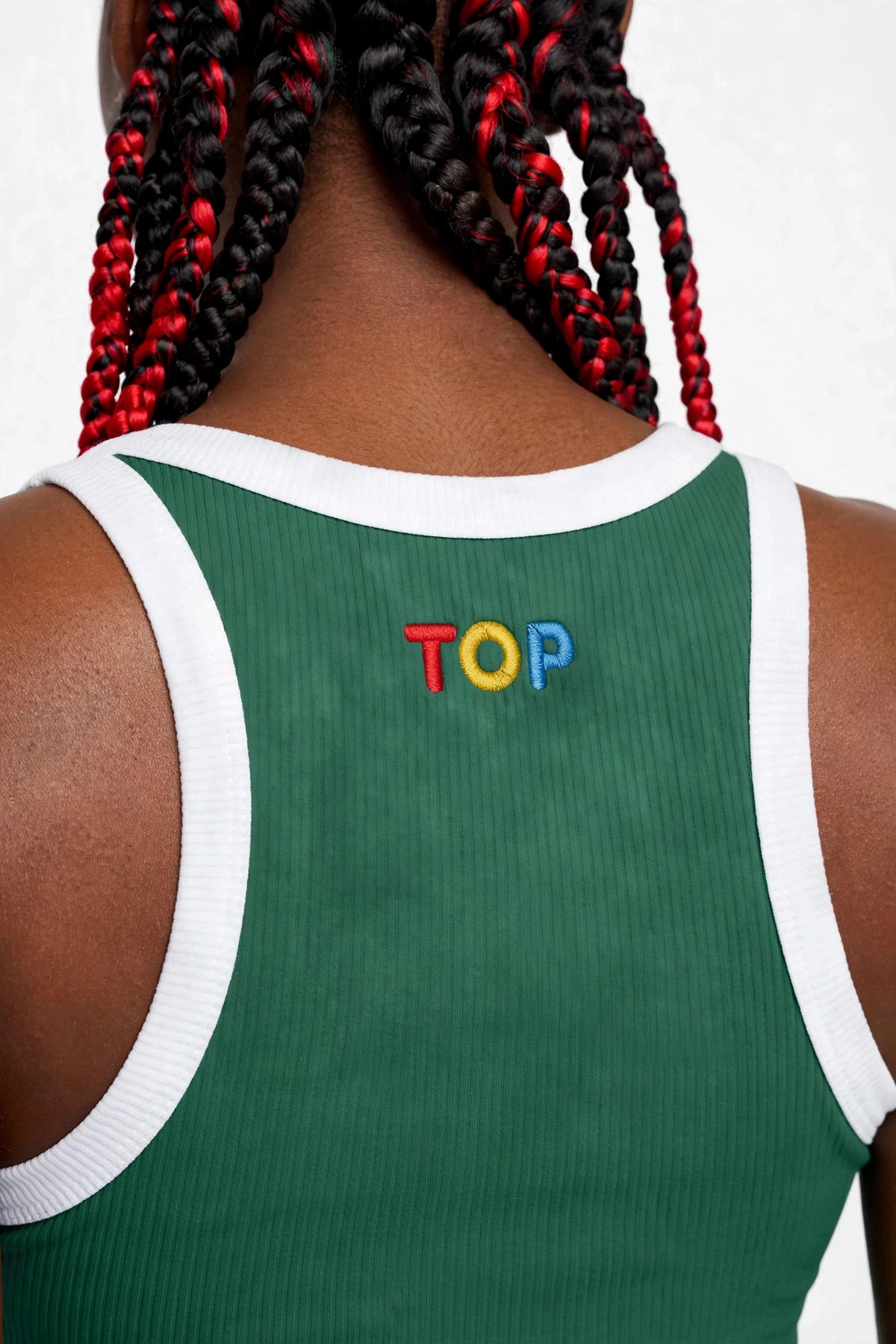 BLACKISH GREEN COLOR BLOCK YOGA TANK TOP