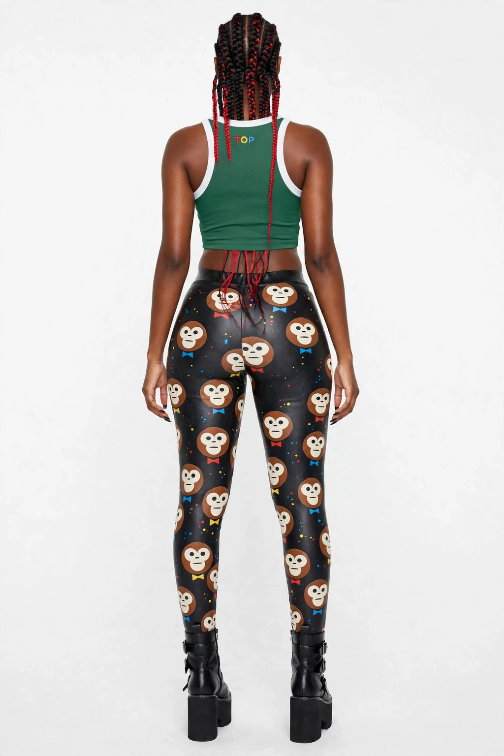 BLACKISH GREEN COLOR BLOCK YOGA TANK TOP