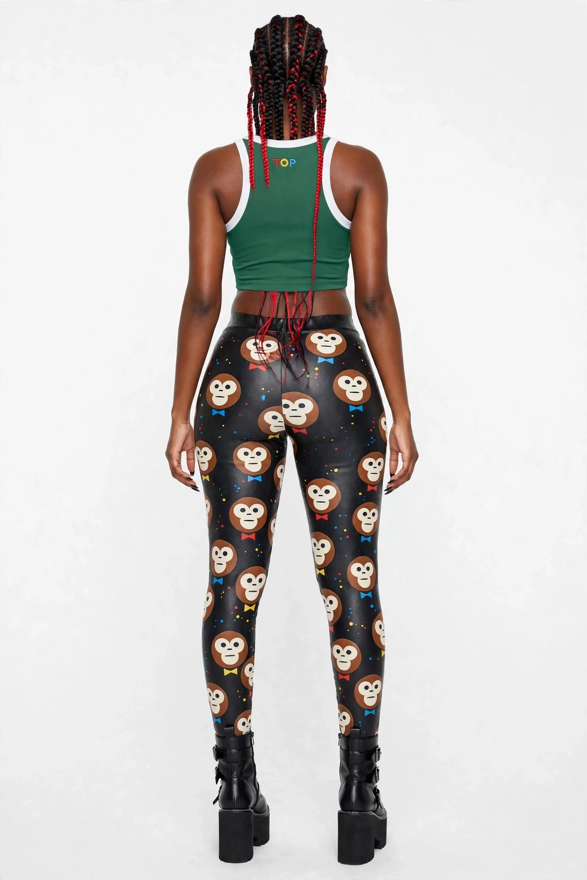 BLACKISH GREEN COLOR BLOCK YOGA TANK TOP