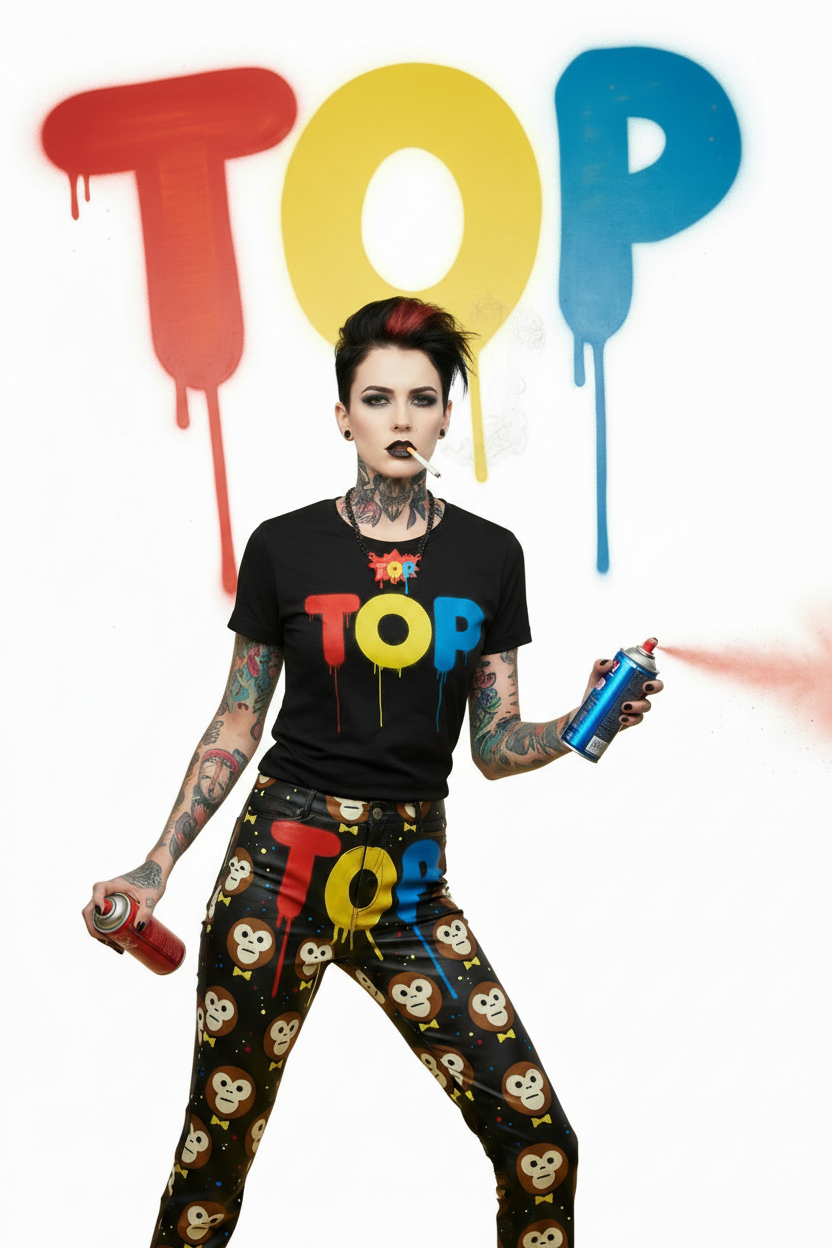 Female TOP Tee + Monkey Pants Spraying