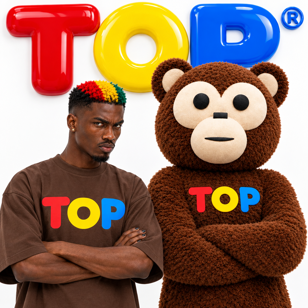 Fresh male choco tee and clean TOP mascot duo