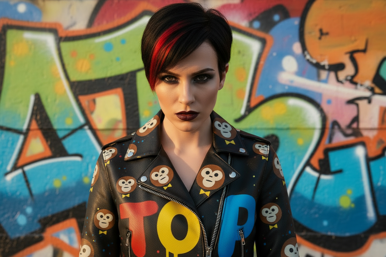 Front Facing Graffiti Wall Jacket Detail