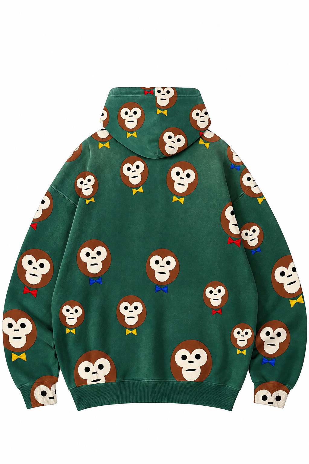 Green Monkey Hoodie Back Sunfade Polished