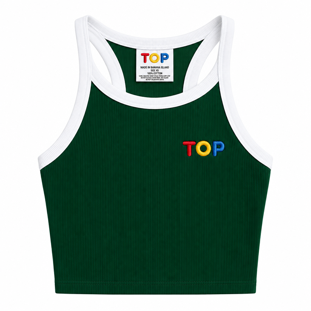 Green Racerback Tank Front Polished