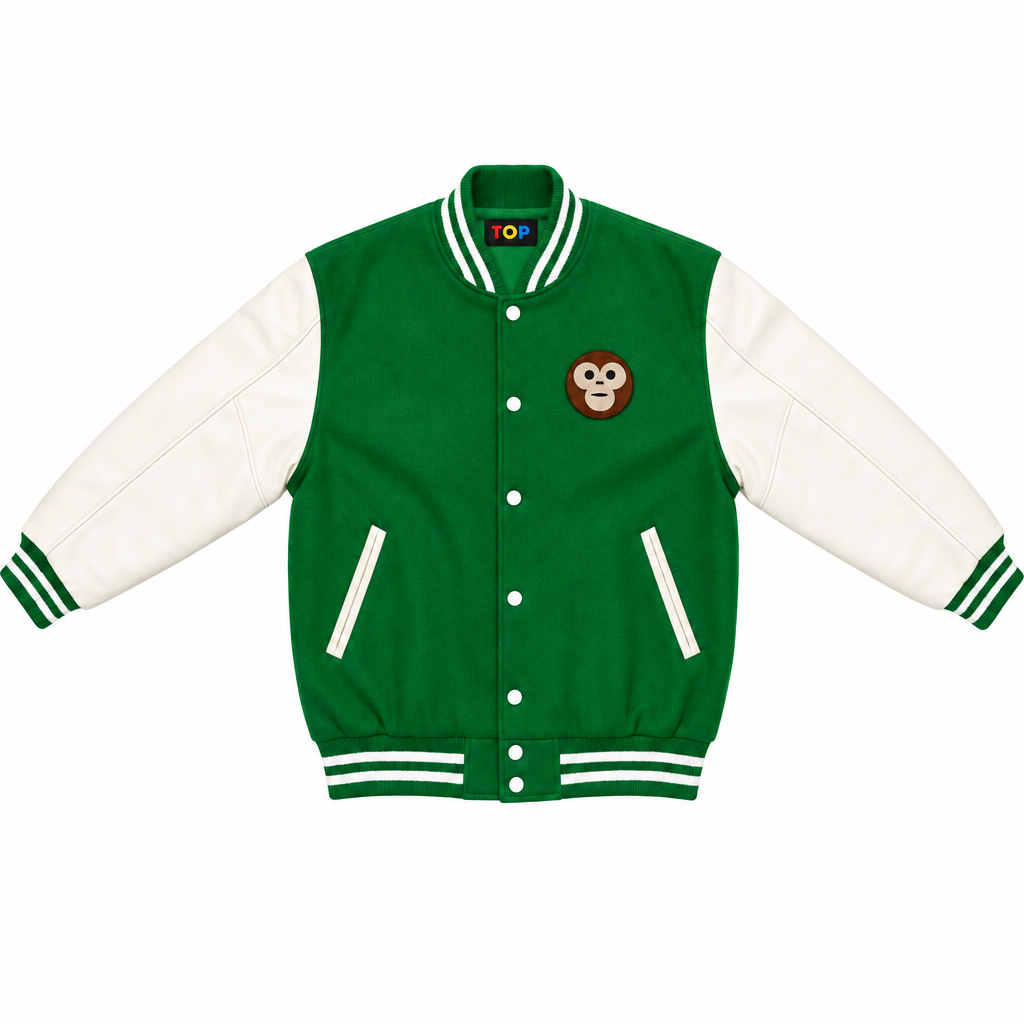 Green White Varsity Curved Smile Patch