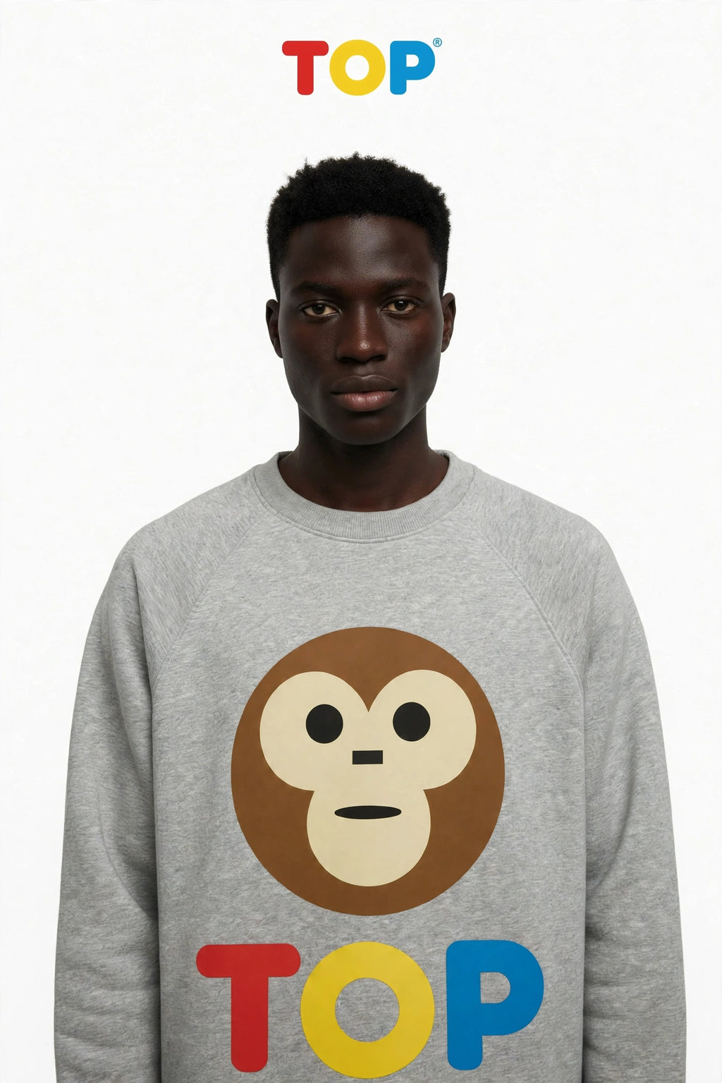 GREY COTTON TOP COLORS OVERSIZED CREW SWEATSHIRT