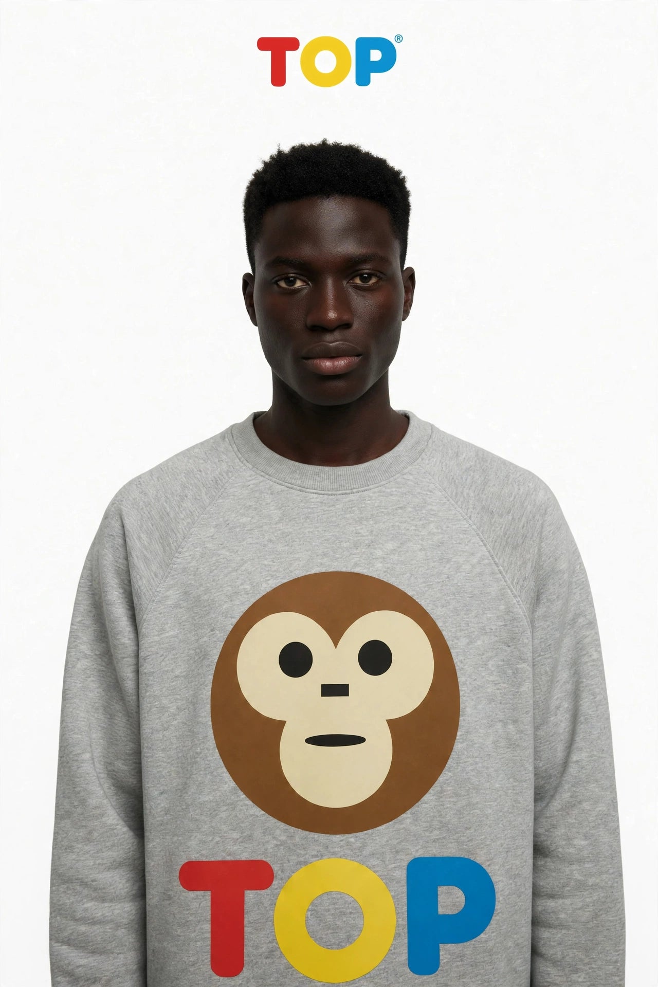 GREY COTTON TOP COLORS OVERSIZED CREW SWEATSHIRT