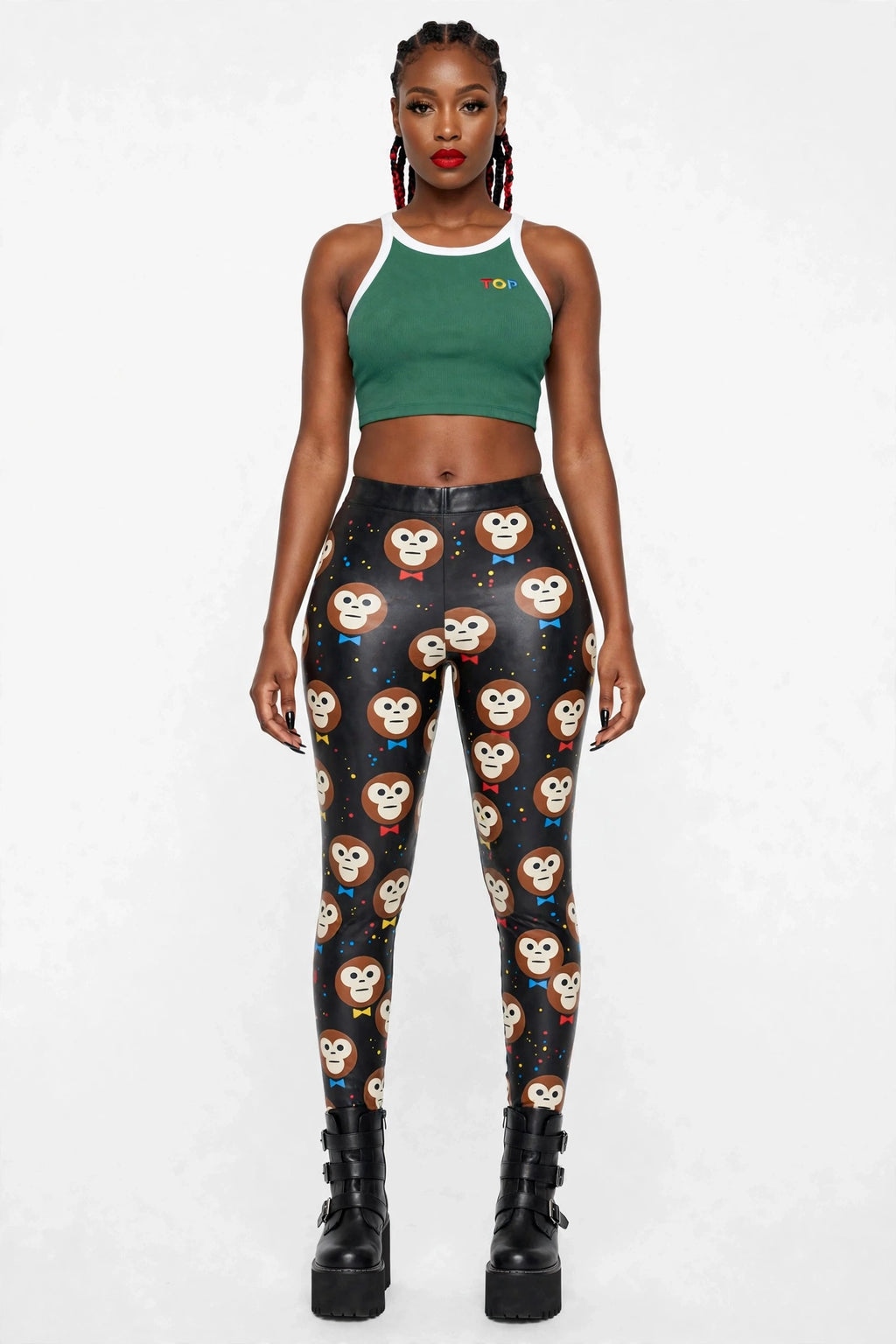 BLACKISH GREEN COLOR BLOCK YOGA TANK TOP