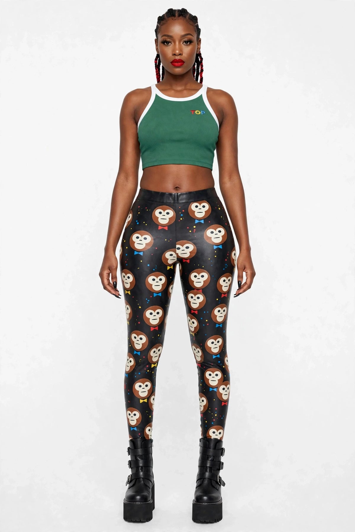 BLACKISH GREEN COLOR BLOCK YOGA TANK TOP