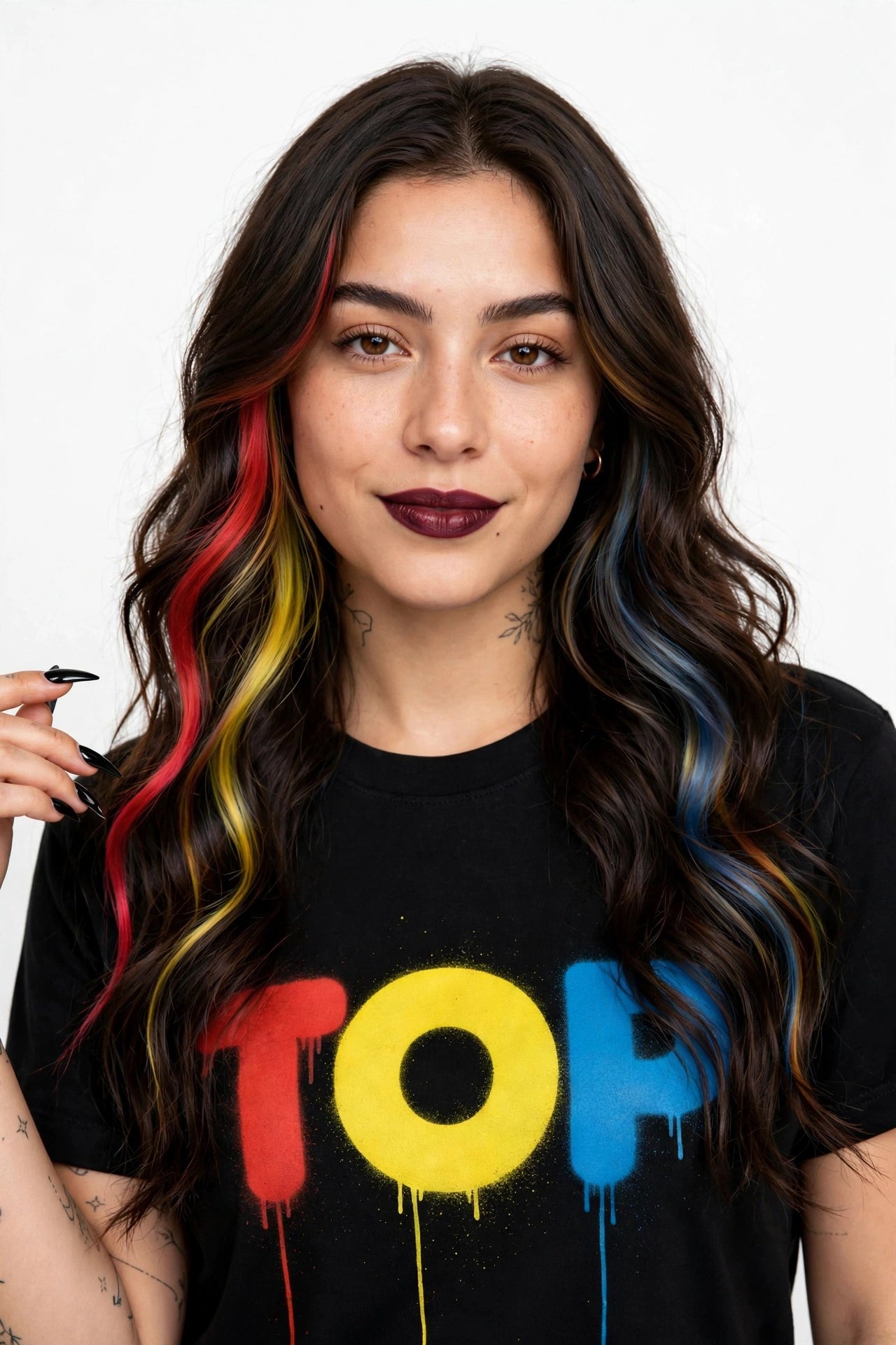 BLACK TOP COLORS DRIP FITTED T-SHIRT