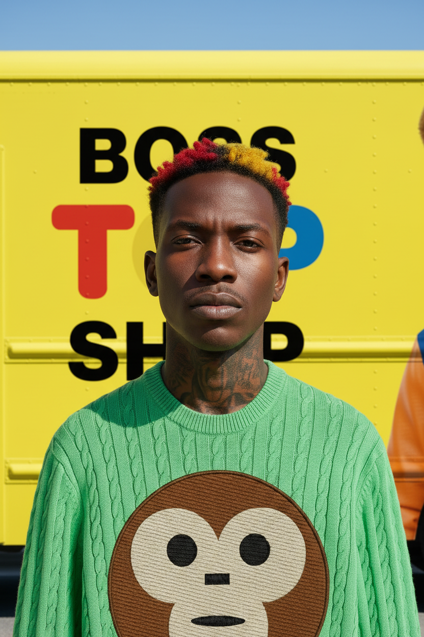 Male Green Sweater Truck BG