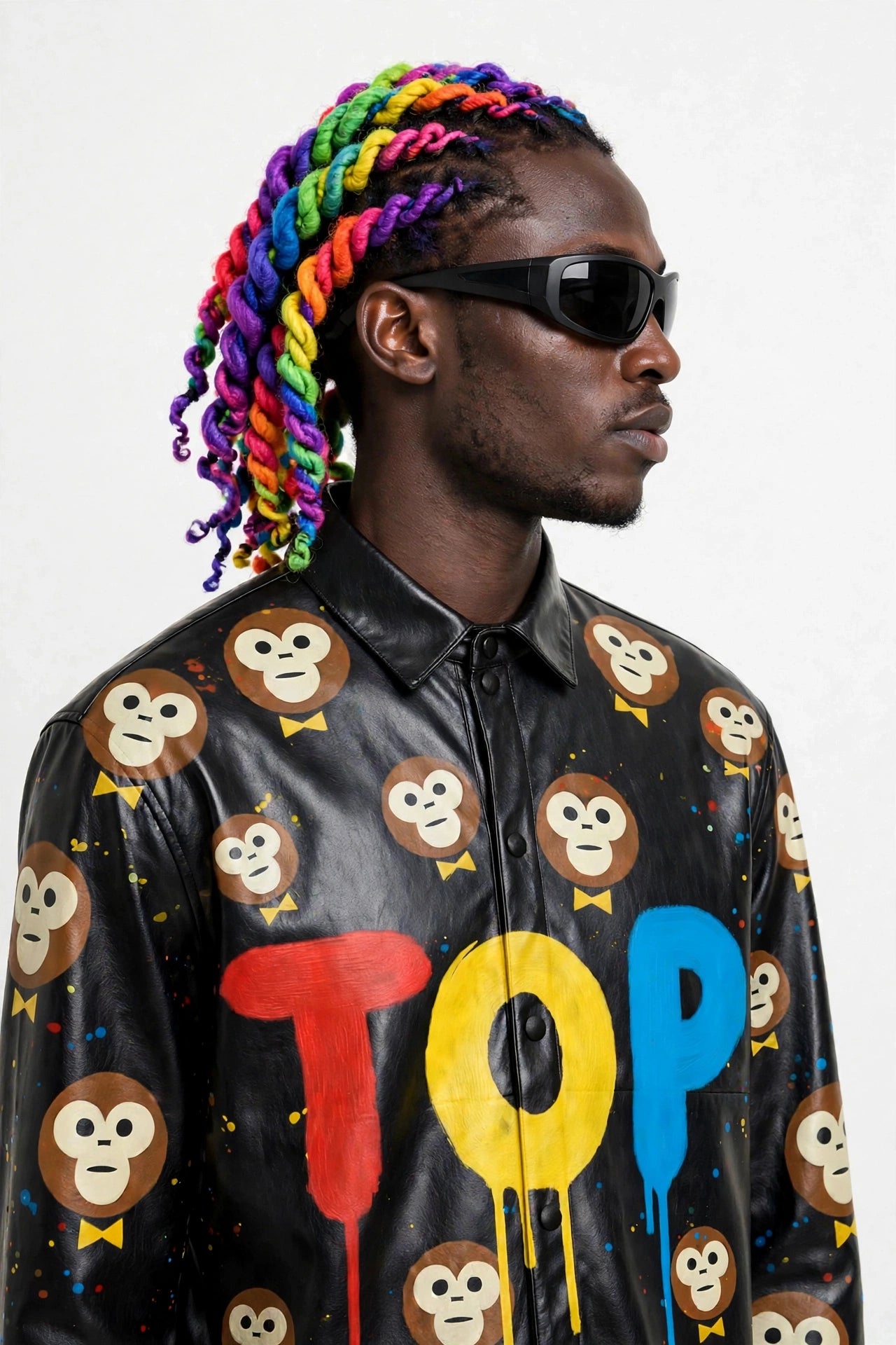 BLACK TOP COLORS LEATHER COATED OVERSHIRT