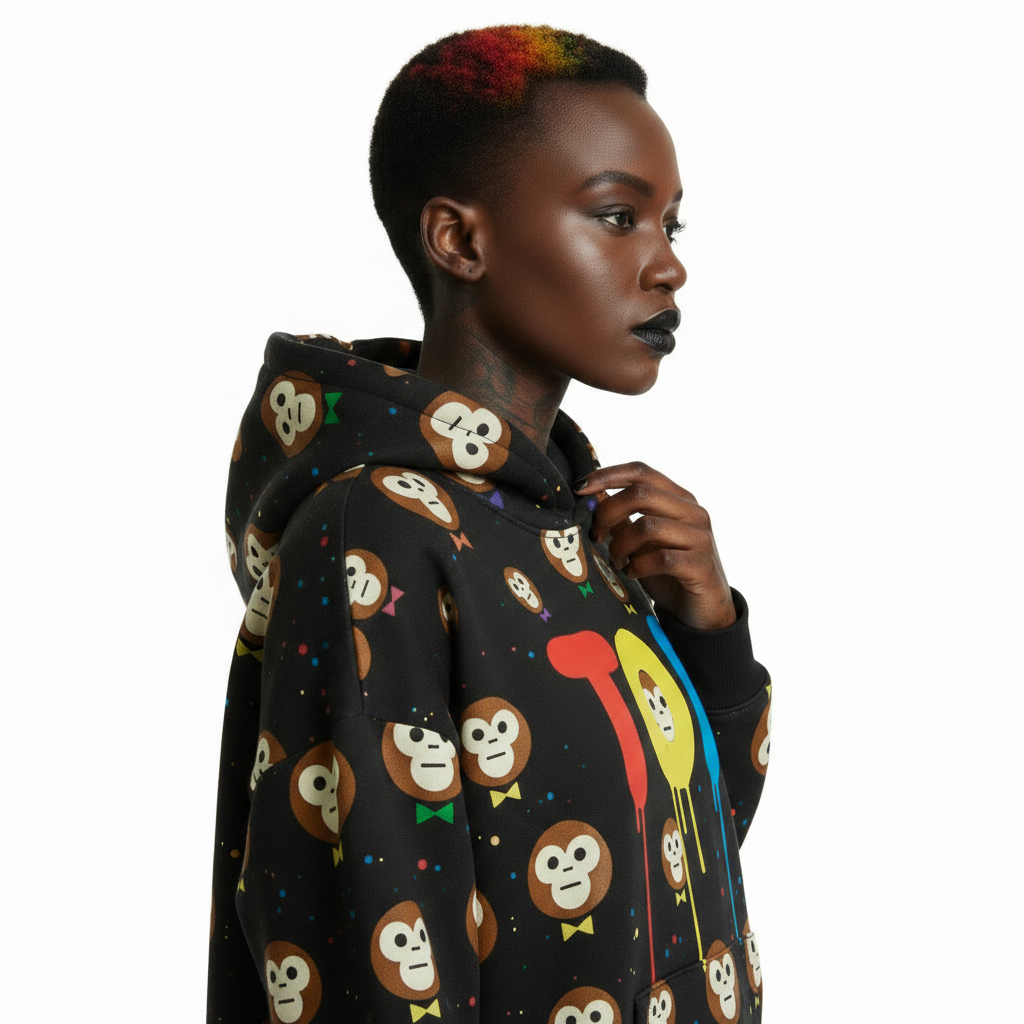 Naija Female Side Profile Black Lipstick Exact Hoodie Square Crop