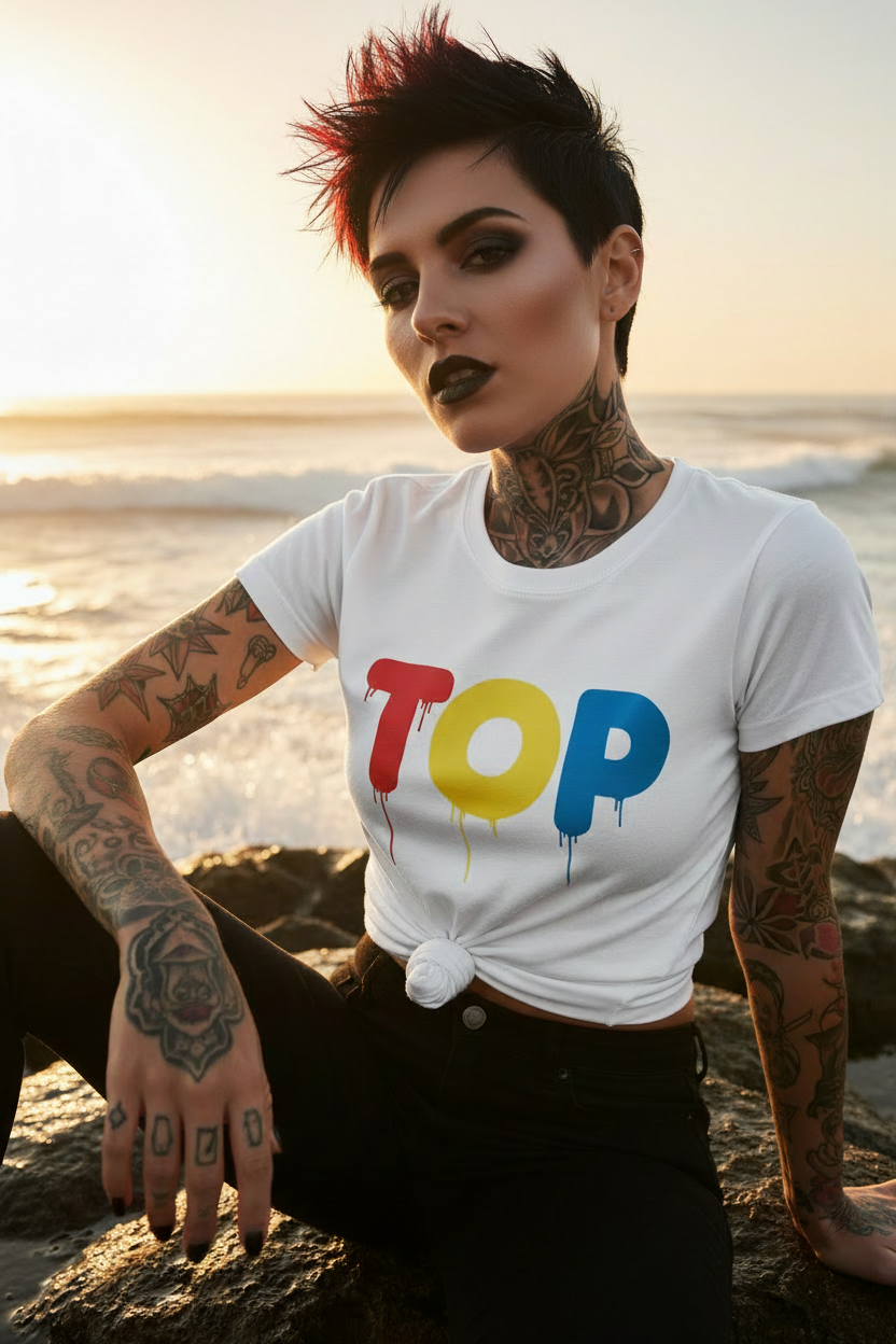 Neck Tattoo Model Beach