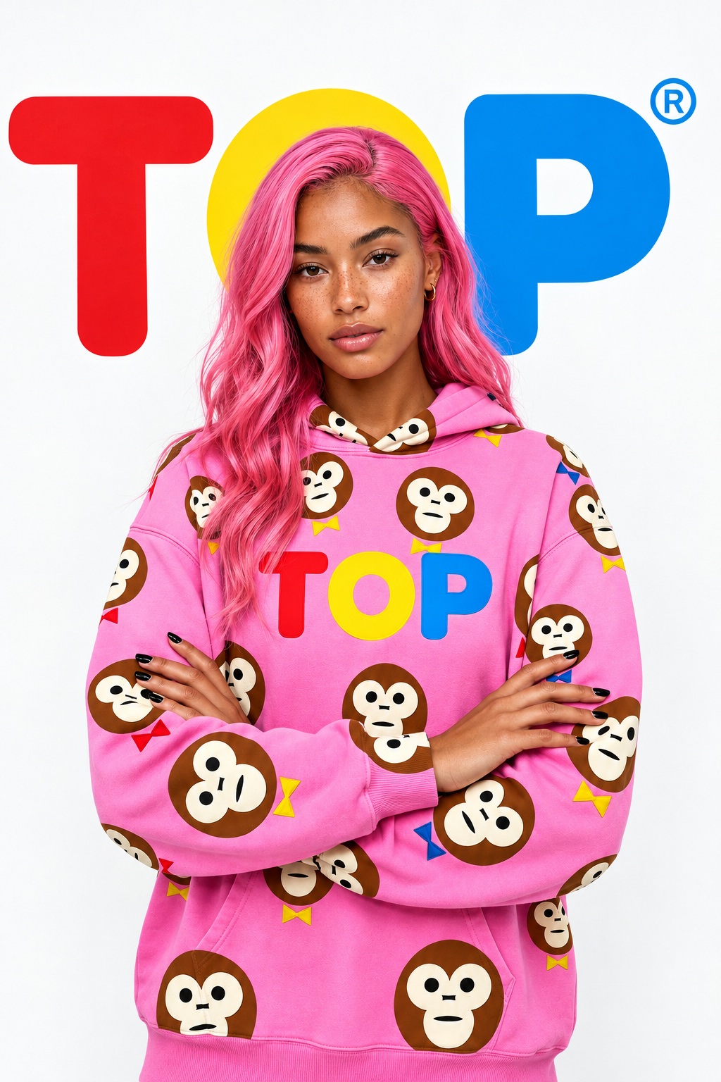 Pink Hoodie Model Polished