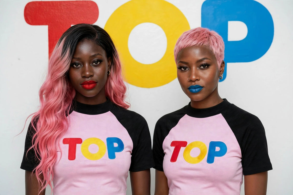 COLOR BLOCK RAGLAN PINK WITH BLACK CROP TOP T-SHIRT