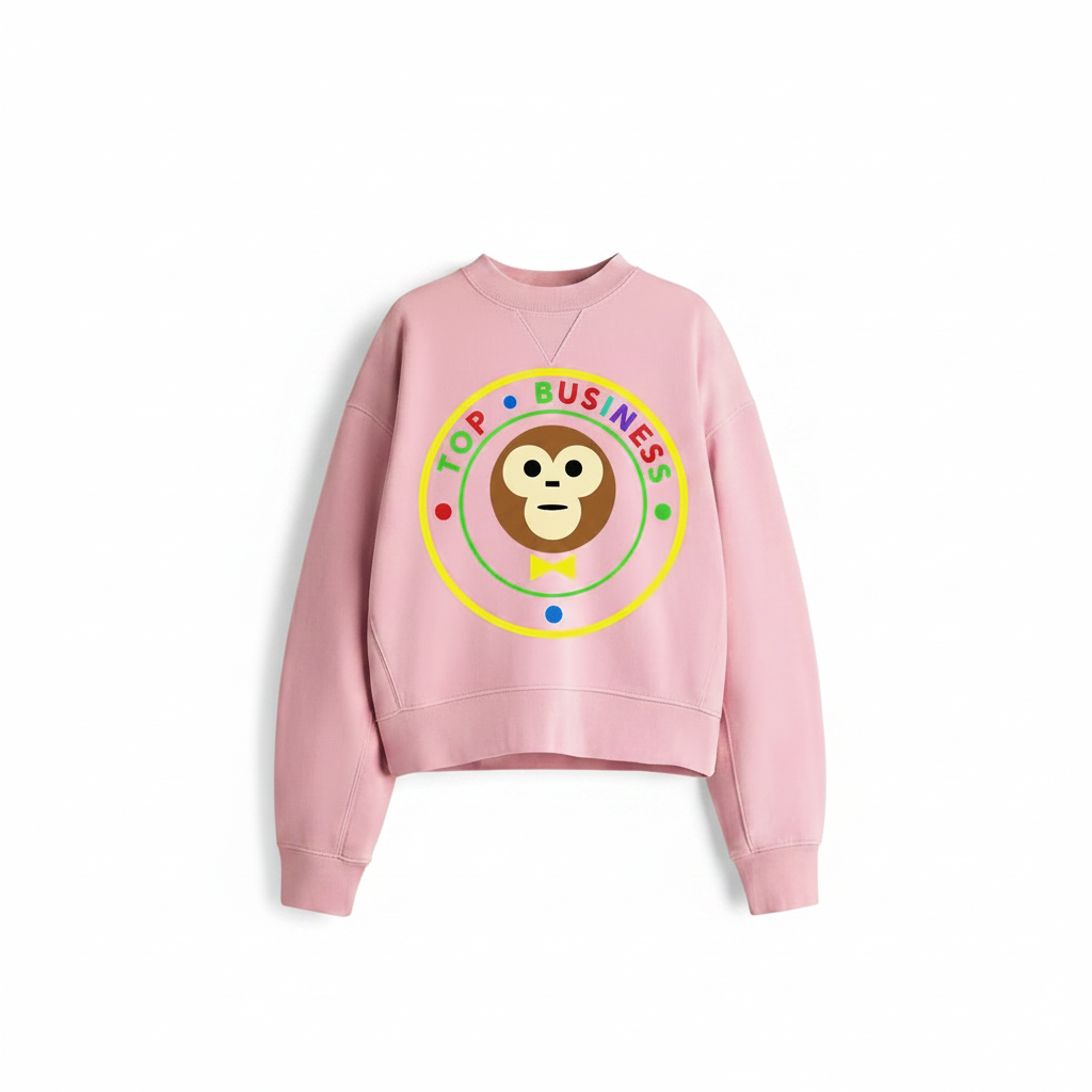 PINK WOMEN CROPPED TOPPED COLORS CREW SWEATER