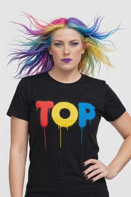 BLACK TOP COLORS DRIP FITTED T-SHIRT