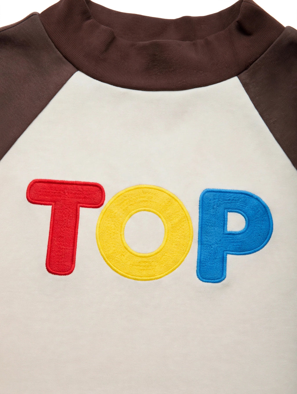 COLOR BLOCK RAGLAN APRICOT WITH COFFEE CROP TOP T-SHIRT