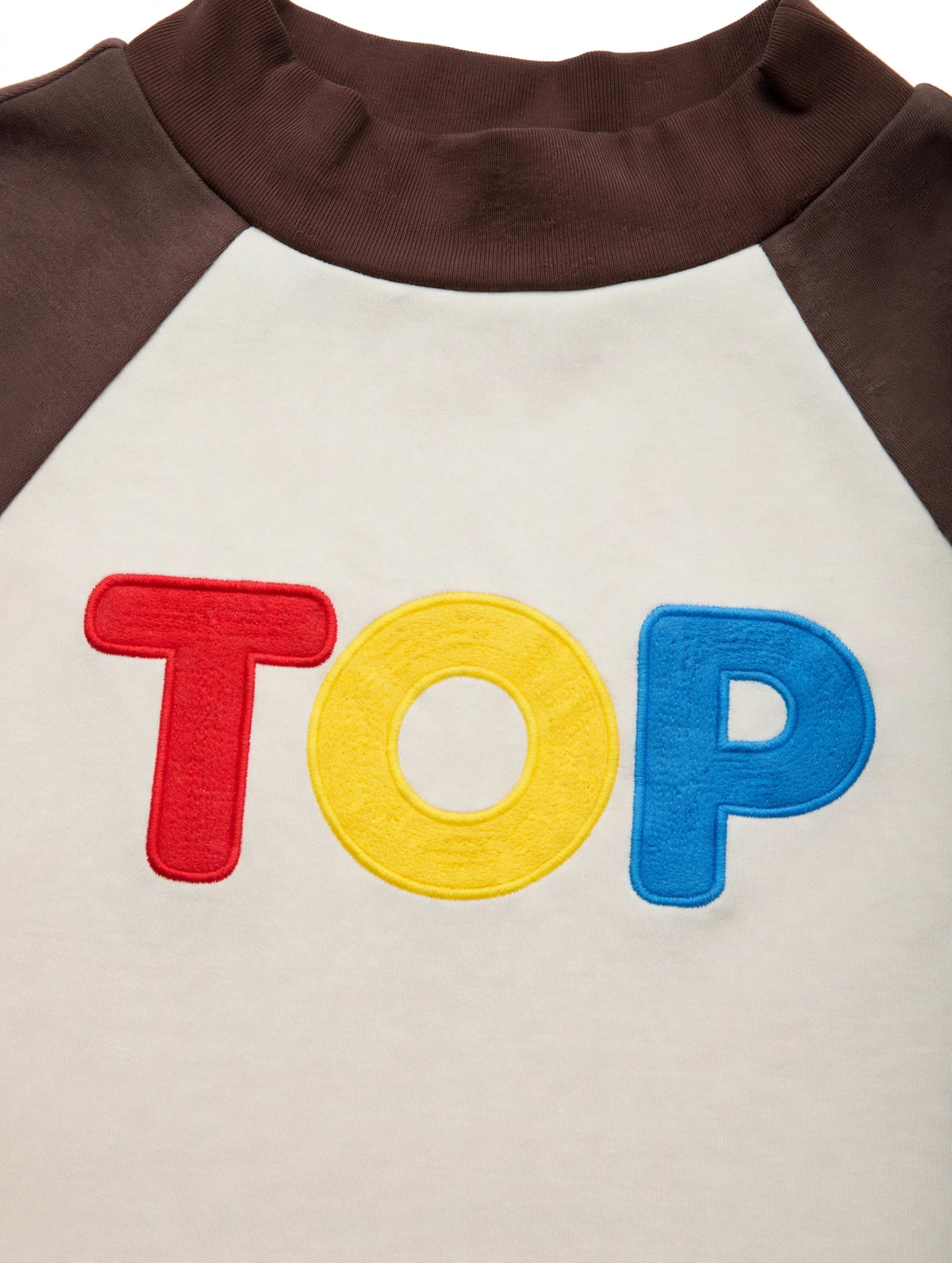 COLOR BLOCK RAGLAN APRICOT WITH COFFEE CROP TOP T-SHIRT