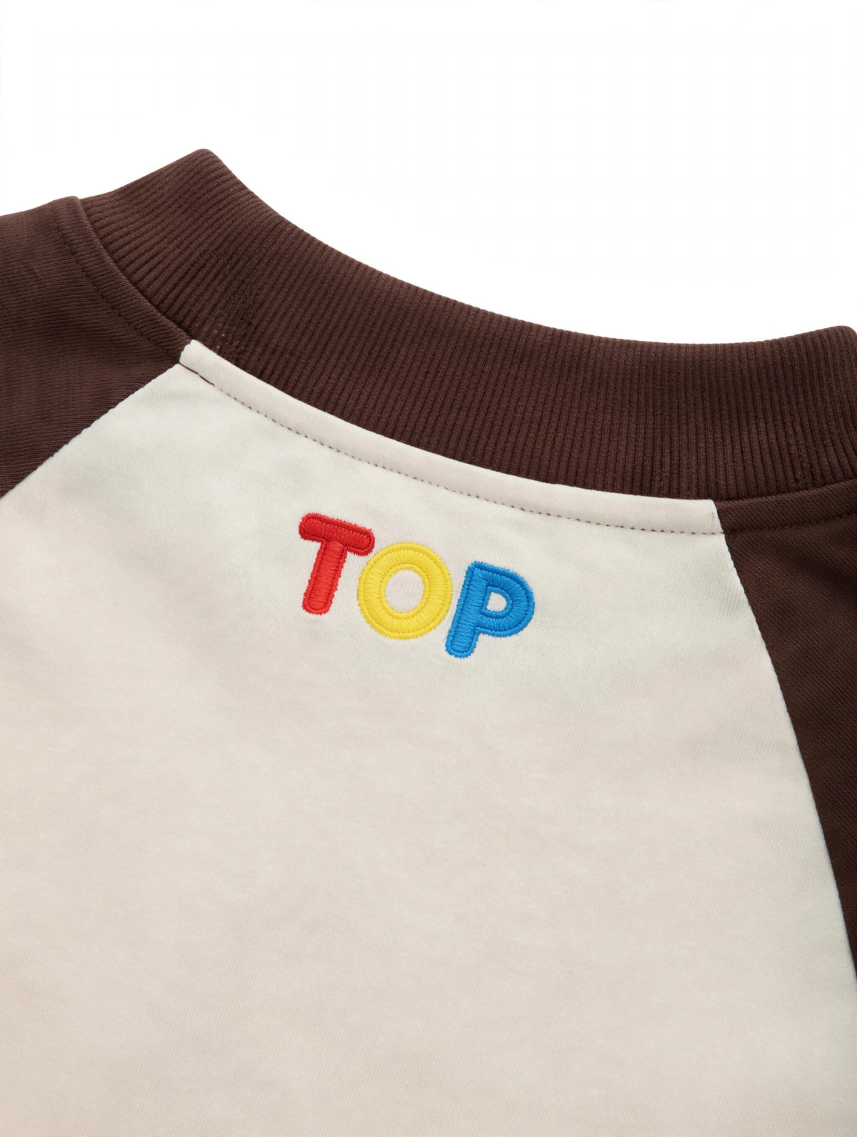 COLOR BLOCK RAGLAN APRICOT WITH COFFEE CROP TOP T-SHIRT