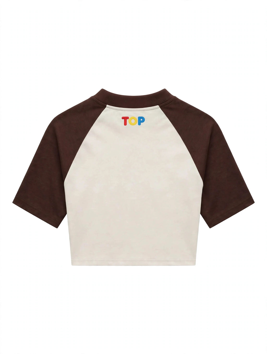 COLOR BLOCK RAGLAN APRICOT WITH COFFEE CROP TOP T-SHIRT